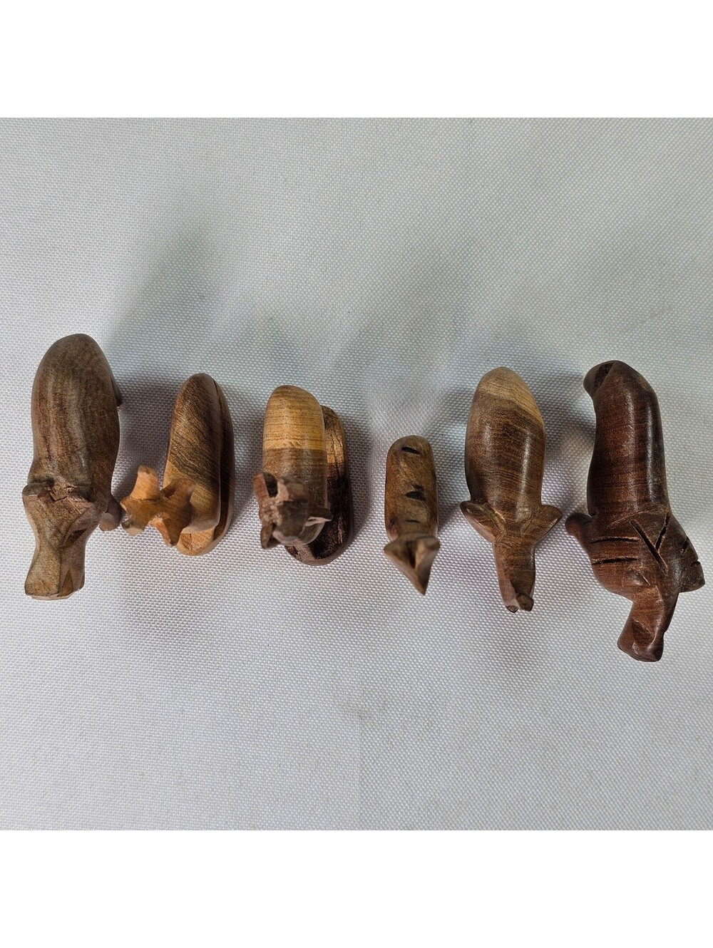 Vintage Hand Carved Wood Safari Animal Figurines Set of 6 Miniature Folk Art - Picture 5 of 15